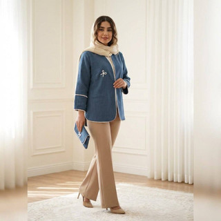 مانتو کتی مروارید دوزی ژاکارد صوفیا