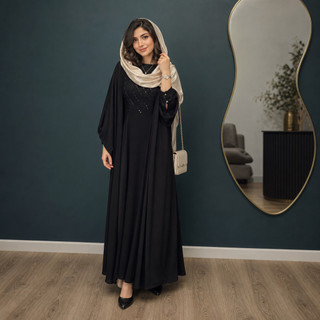 مانتو عبایی الیزه با خرجکار سوزن دوزی